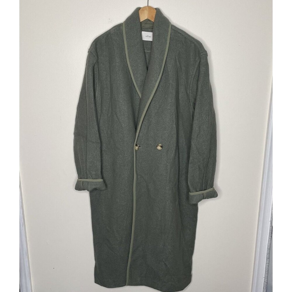 Aritzia WILFRED Charlize Jacket Double Breasted Oversized L Green Merino Wool